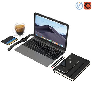 3D workplace macbook iphone