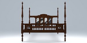 3D vintage colonial bed furniture model
