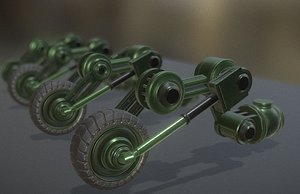 Hydraulic Suspension with Tires Green Version Rigged and Animated