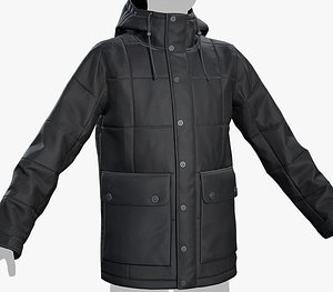Black Winter Jacket Style 1 3D model
