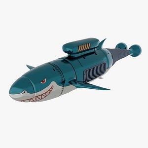 Stylized Sci-Fi Shark Submarine - PBR - Game Ready