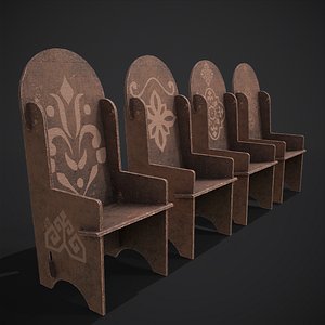 Elegant Wooden High Chair 3D model