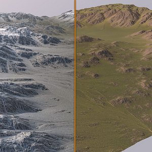 3D snowy valley
