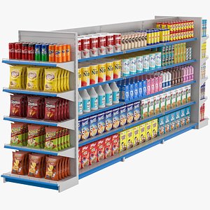Supermarket Grocery Shelves 01