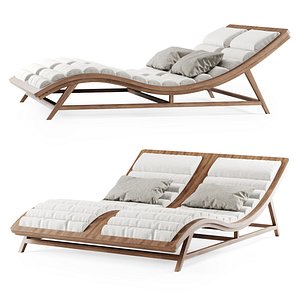 3D chaise double wooden model
