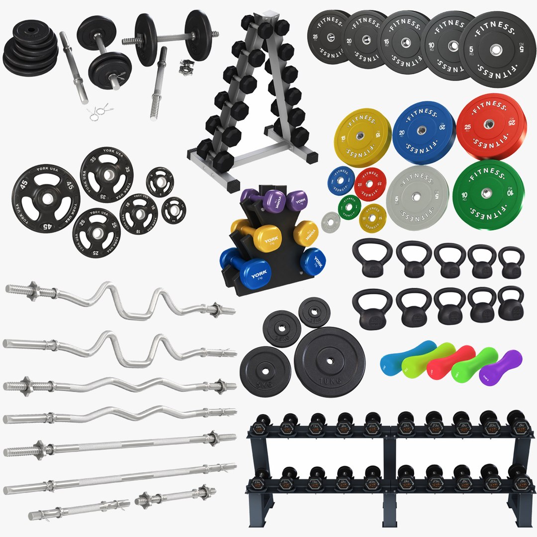 GYM Barbell Kettlebell Dumbell Bars Collection 11 in 1 model ...