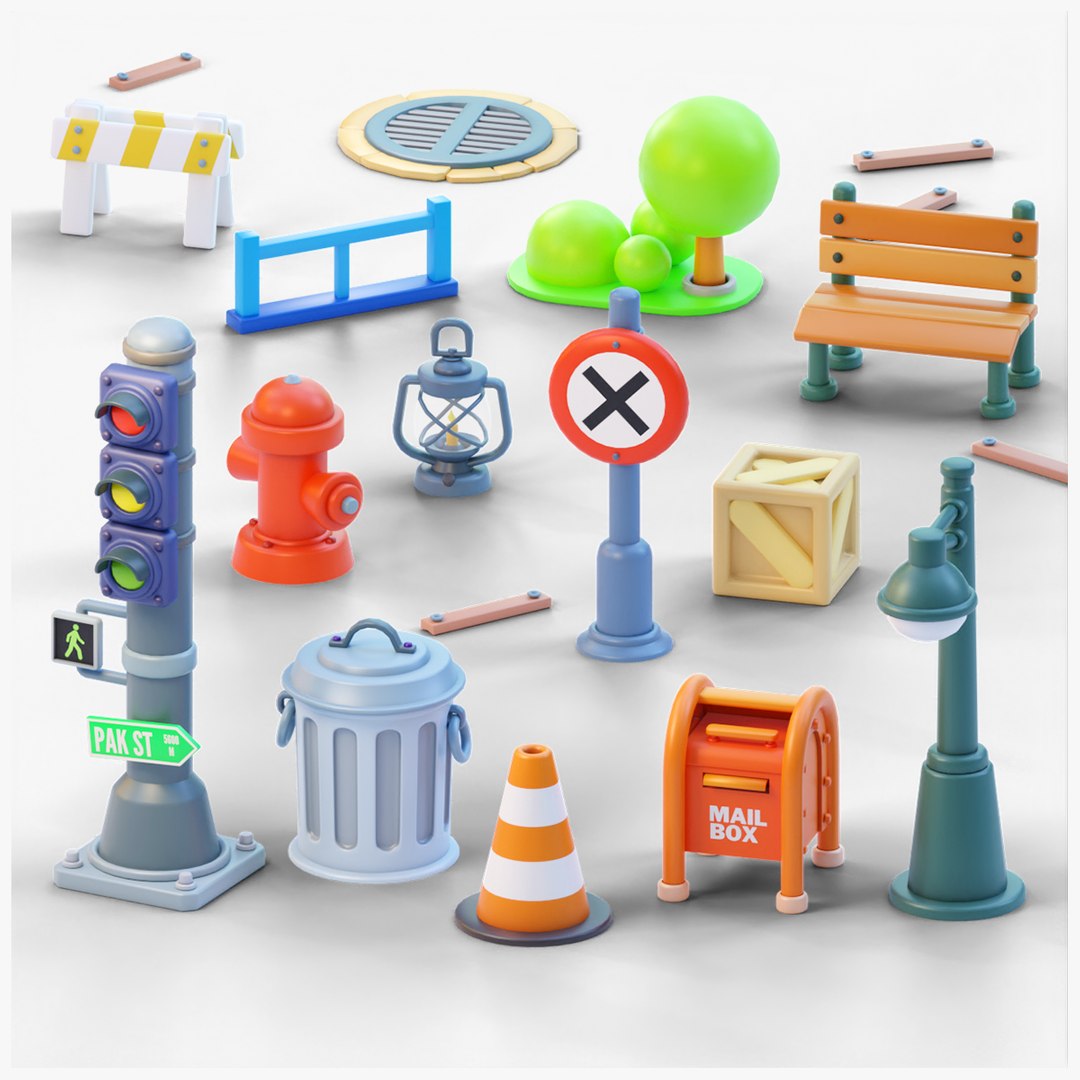Hyper casual Cartoon Props Collection3D模型 - TurboSquid 2055154