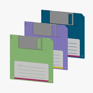 3D Floppy disks low poly voxel art set model