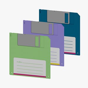 Floppy disks low poly voxel art set
