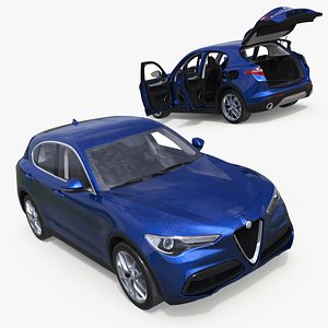 Blue Alfa Romeo Stelvio Rigged for Maya 3D model