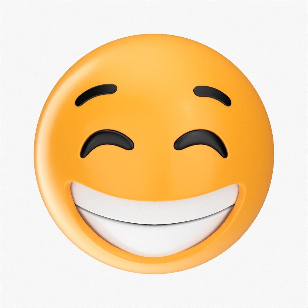 3D Emoji 009 White Smile With Eyes Closed Model - TurboSquid