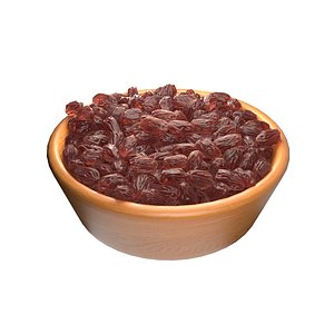 3D Raisins red bowl