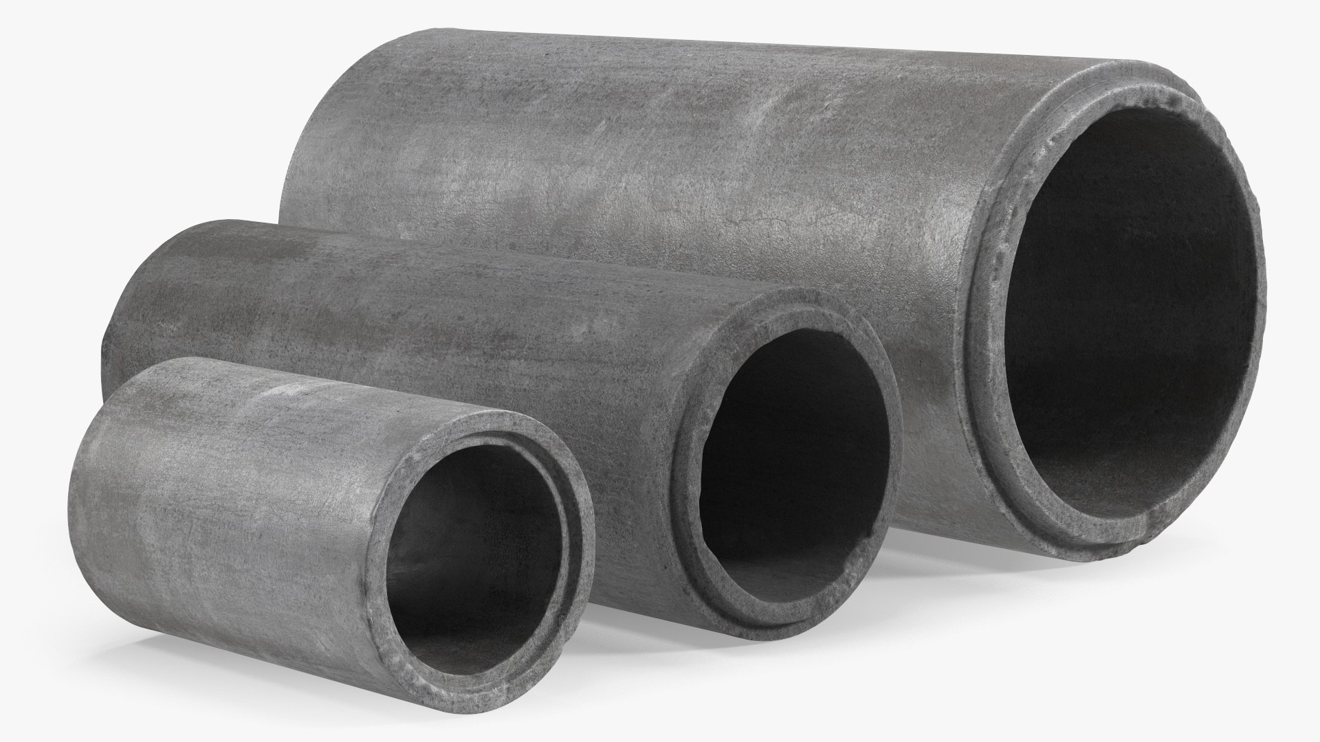 Precast Concrete Drainage Pipes Set 3D model preview