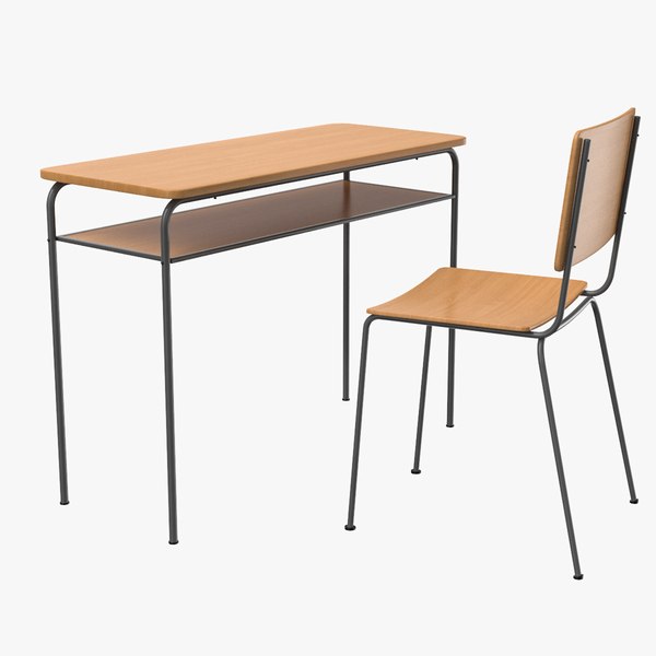 3D model school desk chair table