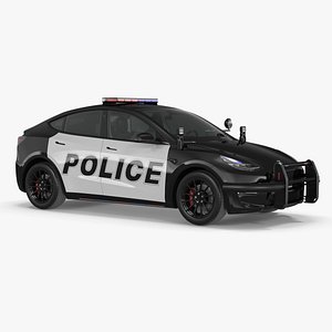 Police Car Tesla Model Y Lights On