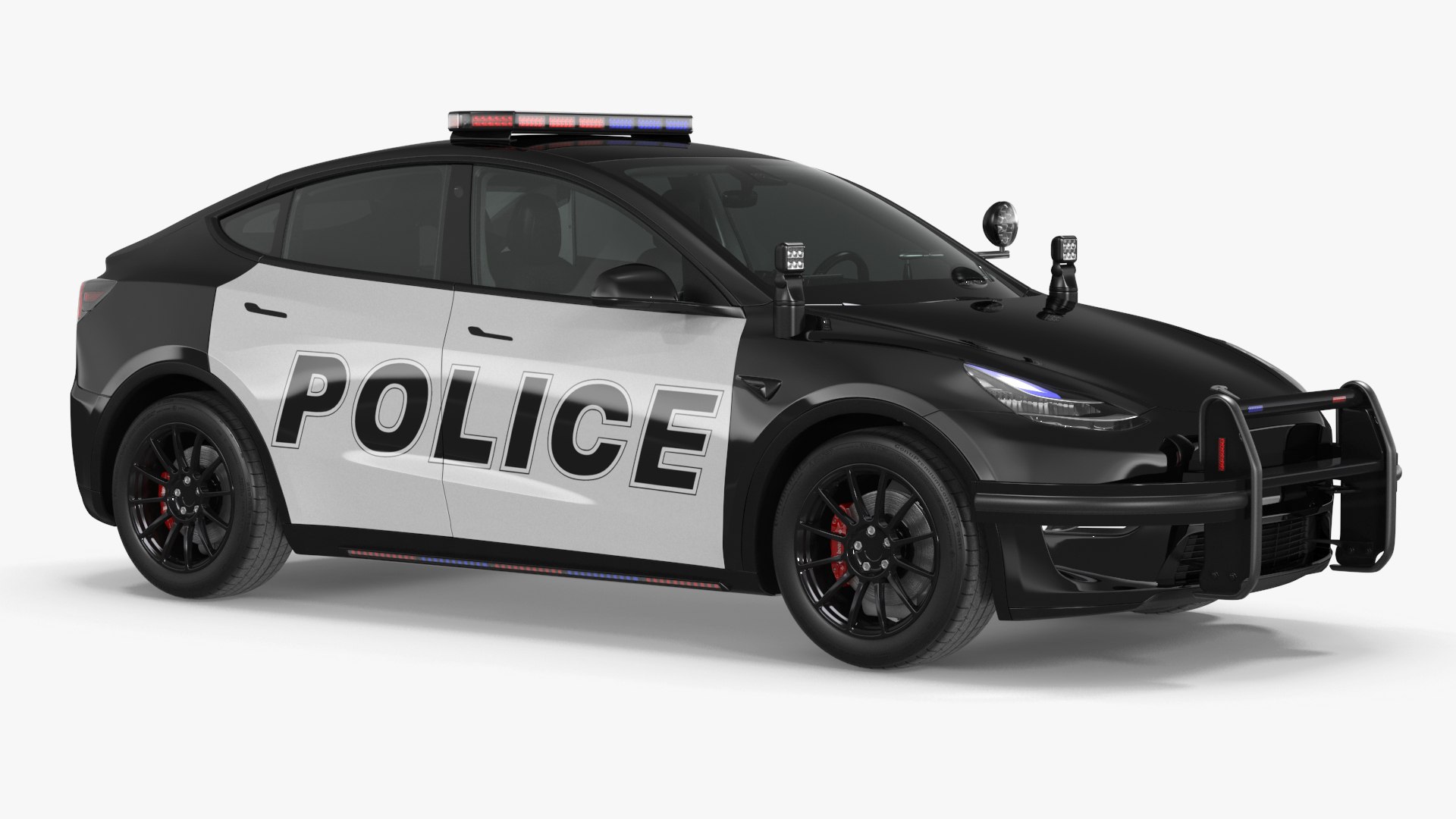 Police Car Tesla Model Y Lights On 3D model preview