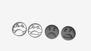 3D unhappy face cookie cutter model