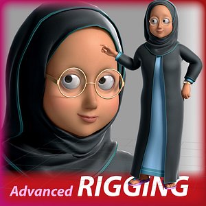 3D cartoon arab woman rigged