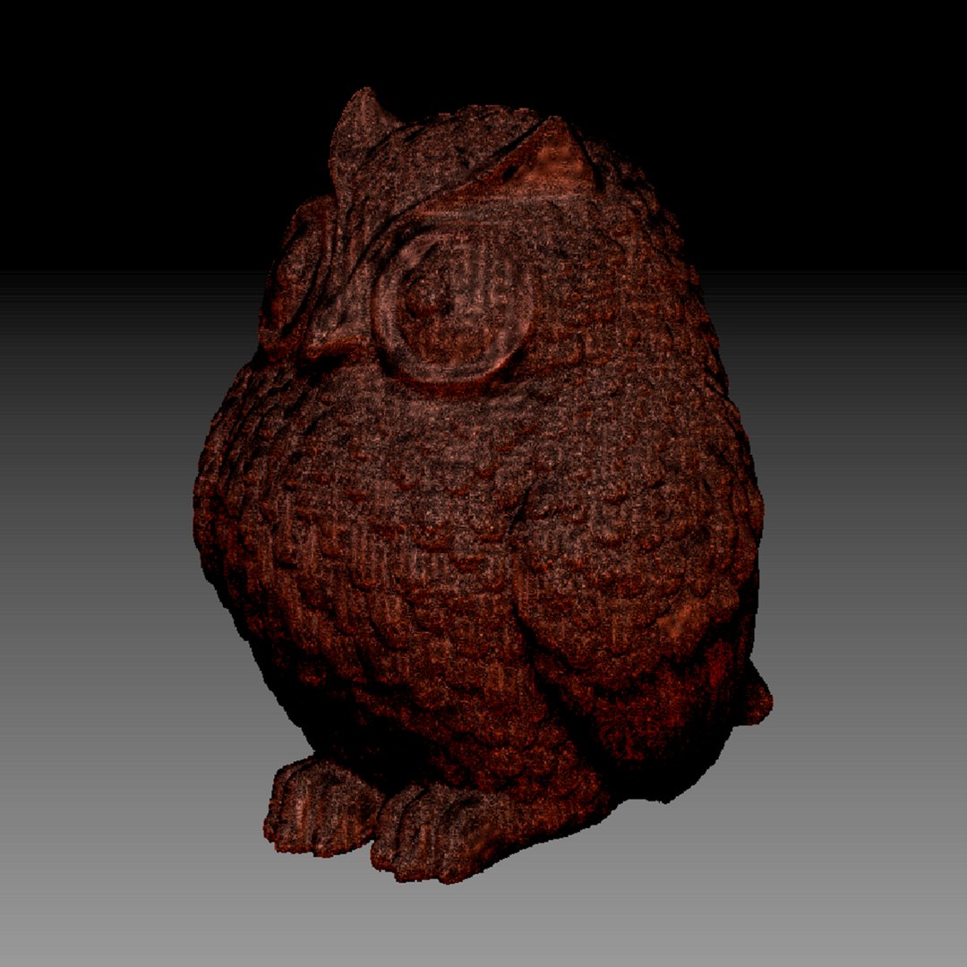 Carved Owl Statue Obj