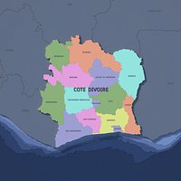 Cote dIvoire Admin 1 3D Map - LatLong