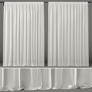 3D white tulle curtain