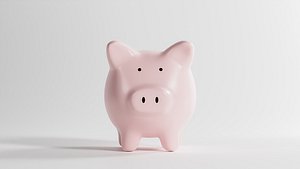 pink piggy bank pig 3D