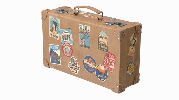 Vintage Suitcase. Valise En Cuir Avec Des Autocollants De Voyage Rétro.  Banque D'Images et Photos Libres De Droits. Image 39986657