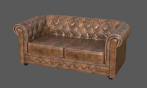 3D model Vintage Chesterfield Leather Sofa  High-Quality 3D Model  PBR 4K Textures  Game-Ready  Archviz R