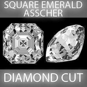 3d square emerald asscher diamond cut model