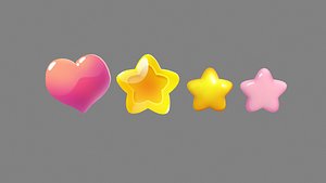 Cartoon love heart - five-pointed star