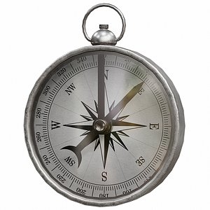 Vintage Brass Compass 3D model