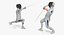 french olympic fencers fight 3D model