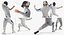 french olympic fencers fight 3D model