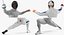 french olympic fencers fight 3D model