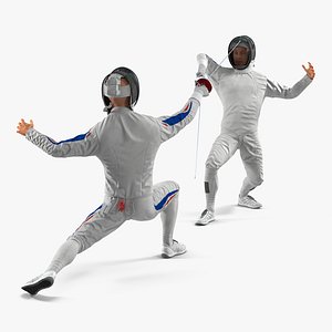 french olympic fencers fight 3D model