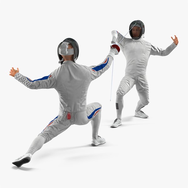 french olympic fencers fight 3D model