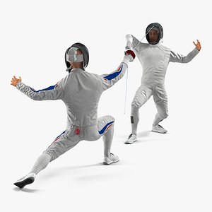 French Olympic Fencers Fight 3D Model