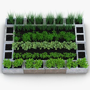 Cinder Block Garden 3D Model