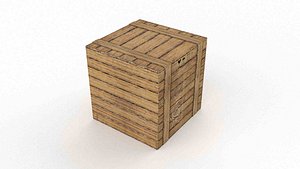 3D Industrial Wooden Crate with Shipping Symbols and Reinforced Straps model