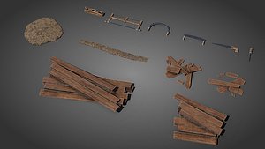 Medieval carpenter props 3D model
