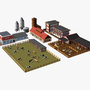 3D collection of industrial and commercial buildings model