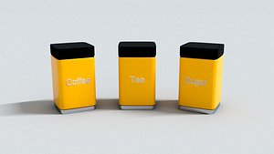 3D laos Coffee Tea and Sugar Canisters