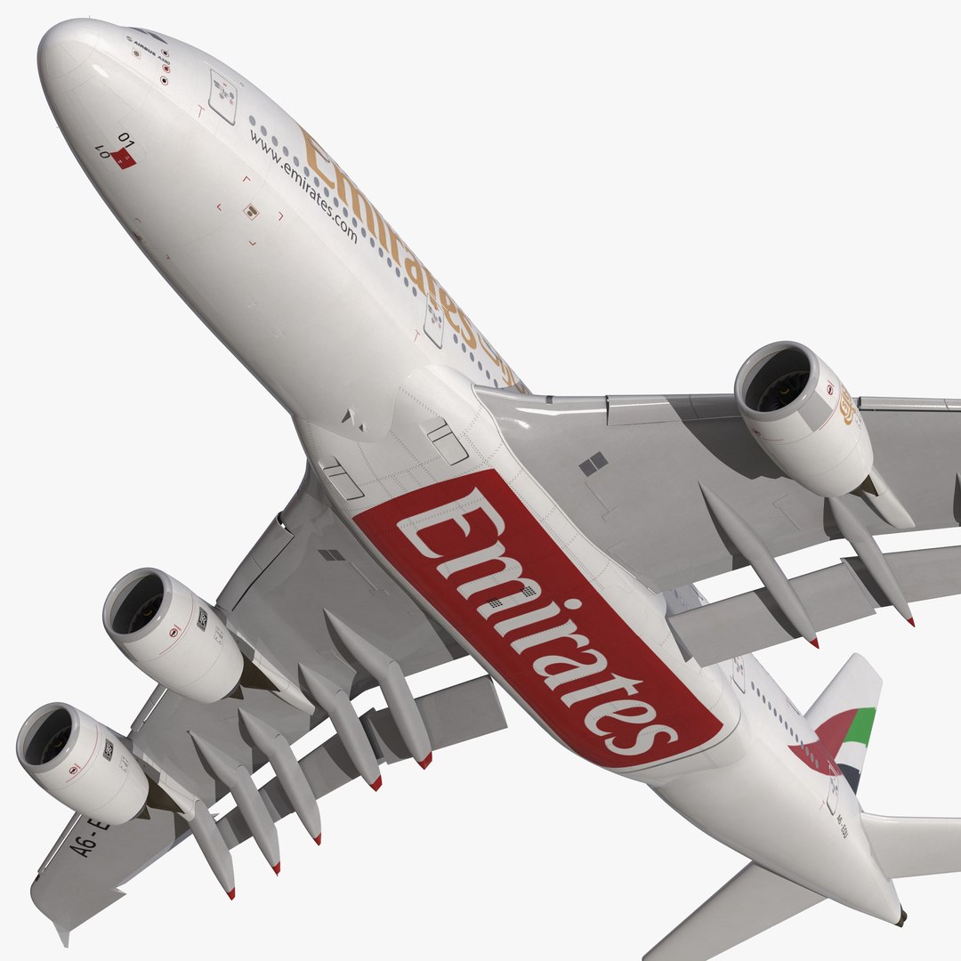 Airbus A380-900 Emirates Rigged 3D Model 3D model preview