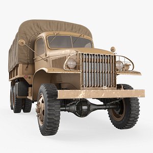 Retro Utility Army Vehicle with Canvas Cover Sand Rigged for Maya