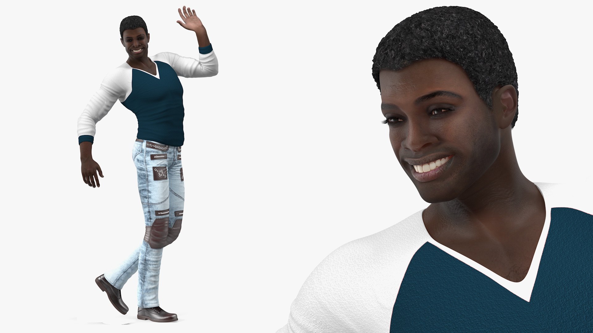 Afro American Man in City Style 3D model preview