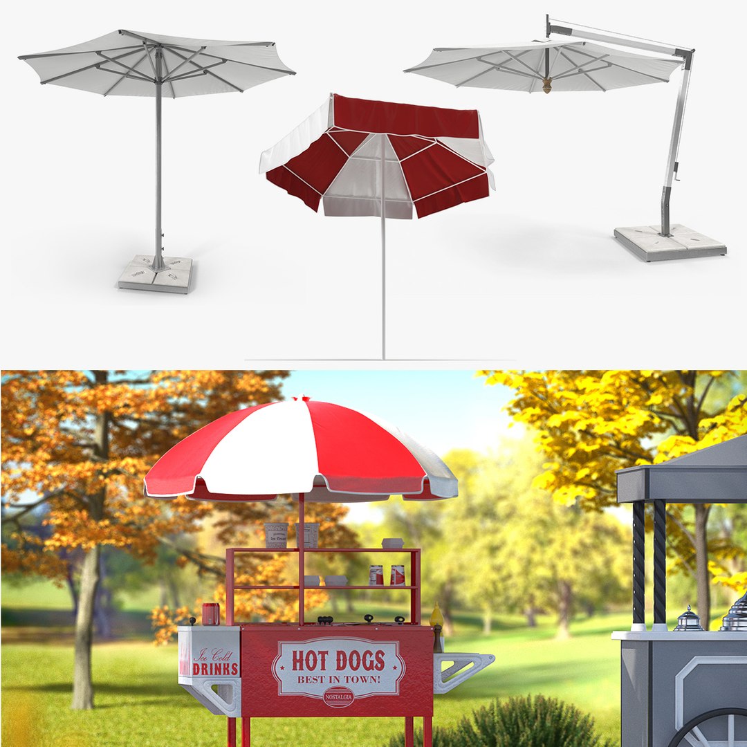 Patio Umbrellas 3D Models Collection 2 3D model preview