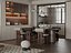 Modelo 3D do interior de um apartamento com sala de estar e jantar em estilo retrô