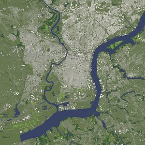 Philadelphia USA in 20 km x 20 km - city and urban