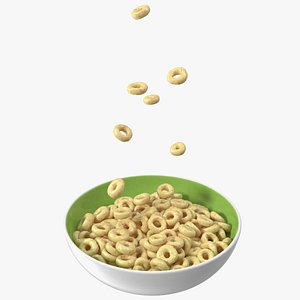 3D model Oats Cereals Rings with Plate