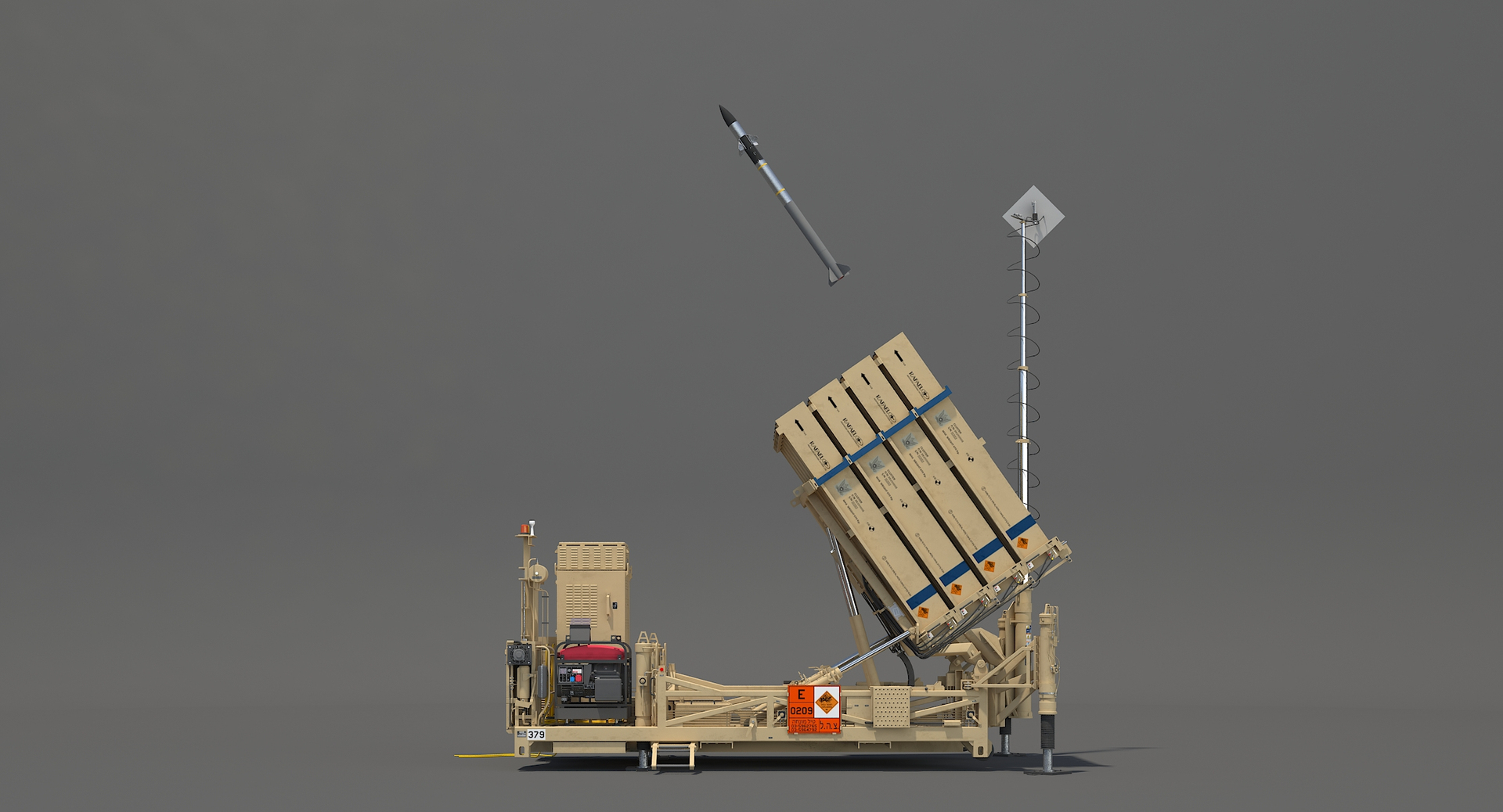 Iron Dome System And Tamir Missile 3D model https://p.turbosquid.com/ts-thumb/od/ix5RcU/10/irondomerigged/jpg/1678212050/1920x1080/turn_fit_q99/c40298d6a0722625591f6a2596ff4d4753300cc1/irondomerigged-1.jpg